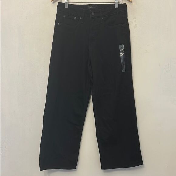 Free Assembly black full wide straight denim jeans Size 8 NWOT - Picture 1 of 10